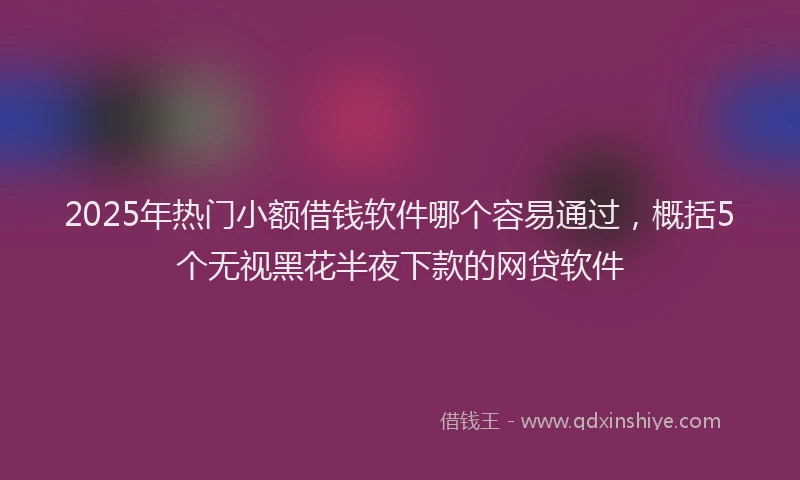 2025年热门小额借钱软件哪个容易通过，概括5个无视黑花半夜下款的网贷软件
