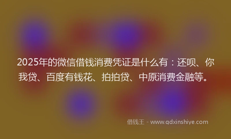 2025年的微信借钱消费凭证是什么有：还呗、你我贷、百度有钱花、拍拍贷、中原消费金融等。