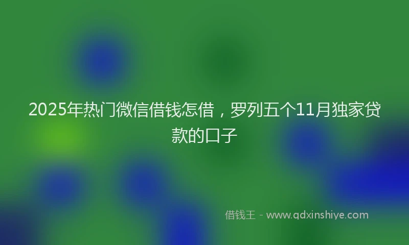 2025年热门微信借钱怎借，罗列五个11月独家贷款的口子