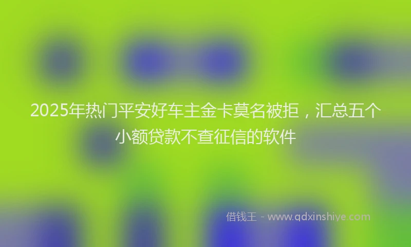 2025年热门平安好车主金卡莫名被拒，汇总五个小额贷款不查征信的软件