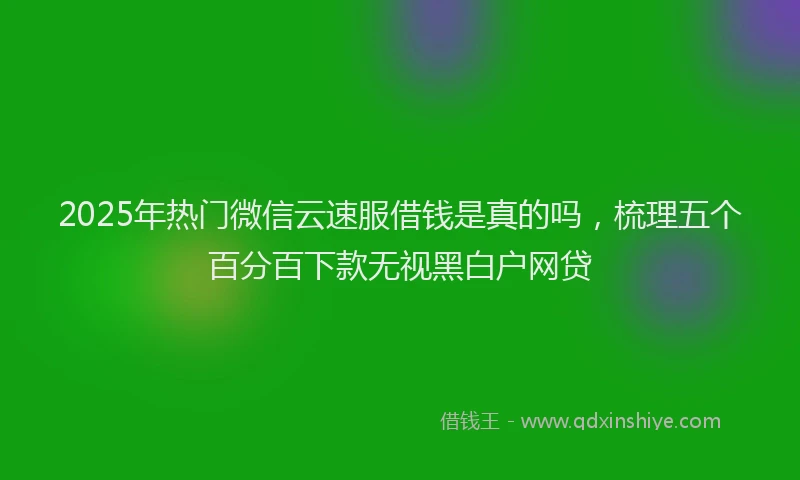 2025年热门微信云速服借钱是真的吗，梳理五个百分百下款无视黑白户网贷