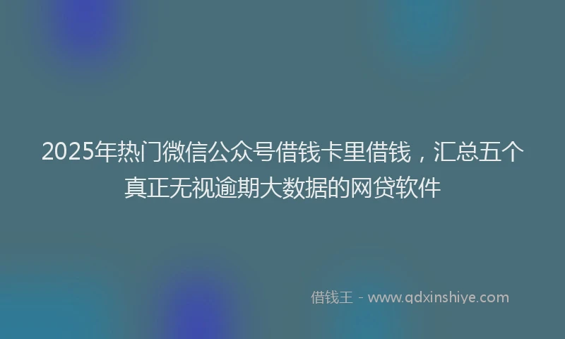2025年热门微信公众号借钱卡里借钱，汇总五个真正无视逾期大数据的网贷软件