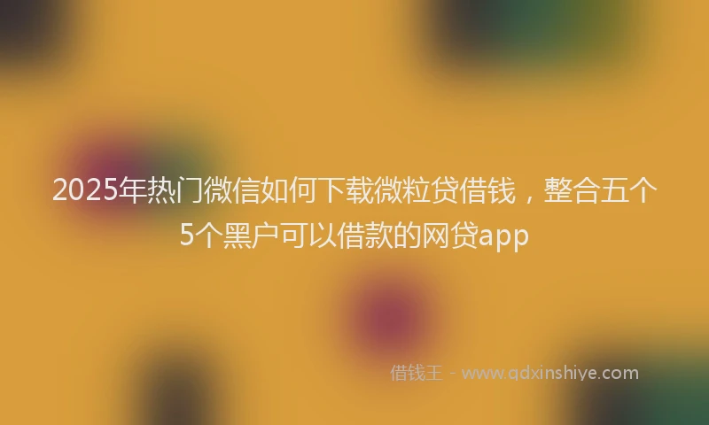 2025年热门微信如何下载微粒贷借钱，整合五个5个黑户可以借款的网贷app