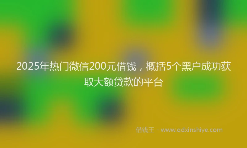 2025年热门微信200元借钱，概括5个黑户成功获取大额贷款的平台