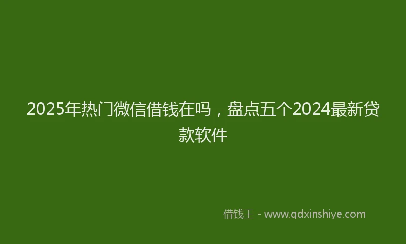 2025年热门微信借钱在吗，盘点五个2024最新贷款软件