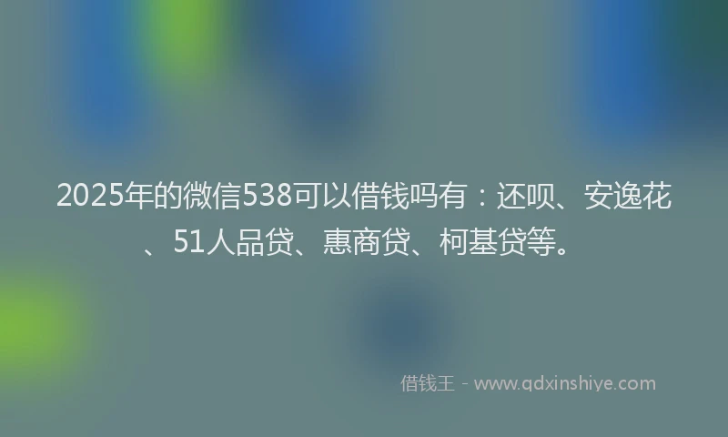 2025年的微信538可以借钱吗有：还呗、安逸花、51人品贷、惠商贷、柯基贷等。