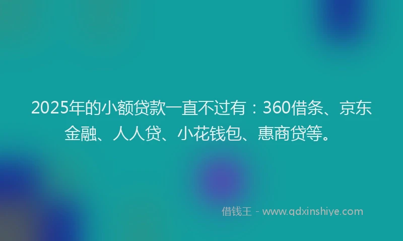 2025年的小额贷款一直不过有：360借条、京东金融、人人贷、小花钱包、惠商贷等。