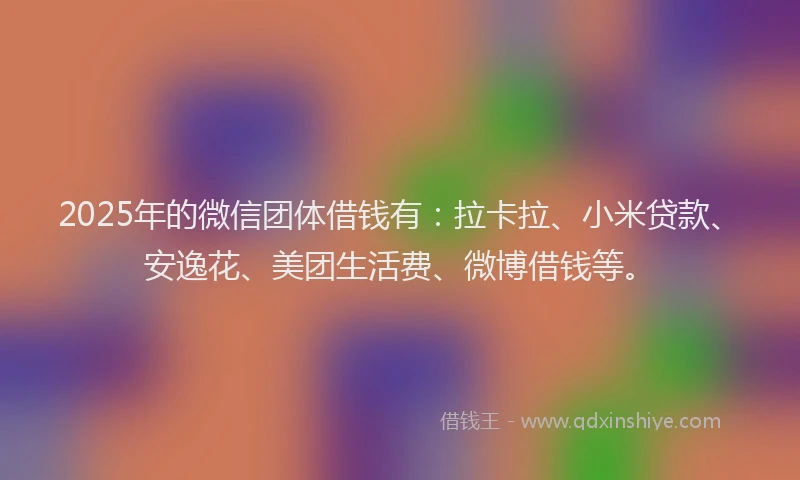 2025年的微信团体借钱有：拉卡拉、小米贷款、安逸花、美团生活费、微博借钱等。