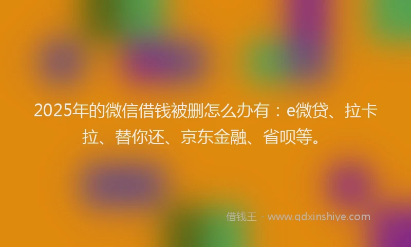 2025年的微信借钱被删怎么办有：e微贷、拉卡拉、替你还、京东金融、省呗等。