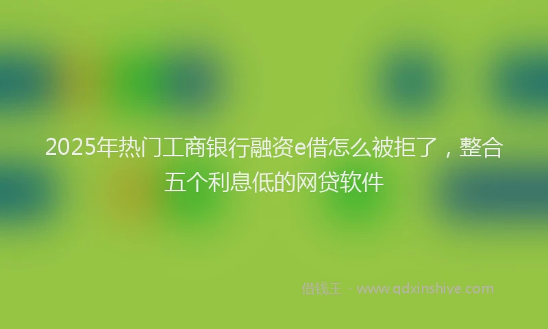2025年热门工商银行融资e借怎么被拒了，整合五个利息低的网贷软件