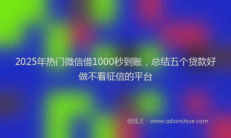 2025年热门微信借1000秒到账，总结五个贷款好做不看征信的平台