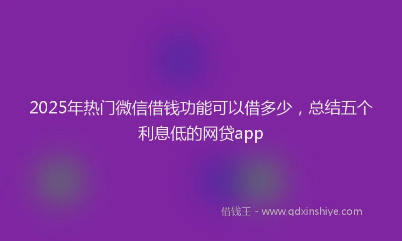 2025年热门微信借钱功能可以借多少，总结五个利息低的网贷app