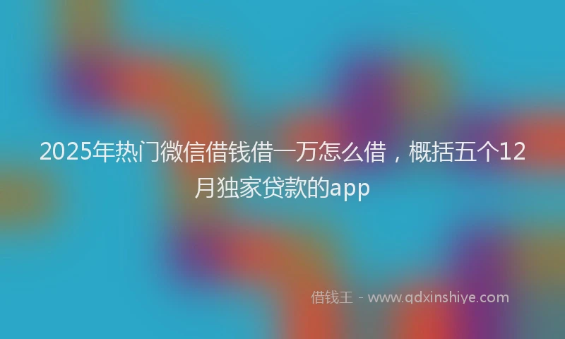 2025年热门微信借钱借一万怎么借，概括五个12月独家贷款的app