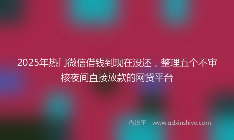 2025年热门微信借钱到现在没还，整理五个不审核夜间直接放款的网贷平台