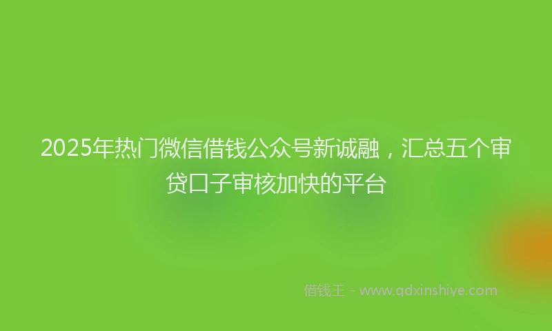 2025年热门微信借钱公众号新诚融，汇总五个审贷口子审核加快的平台