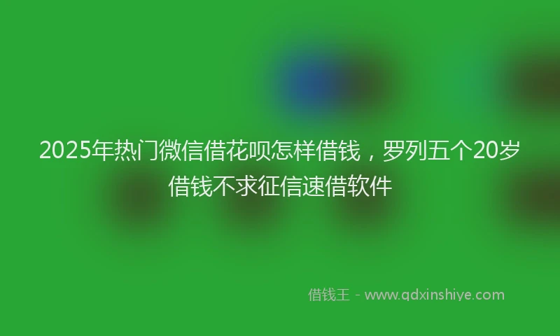 2025年热门微信借花呗怎样借钱，罗列五个20岁借钱不求征信速借软件
