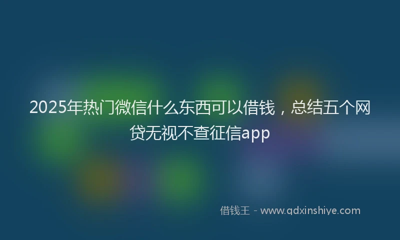 2025年热门微信什么东西可以借钱，总结五个网贷无视不查征信app