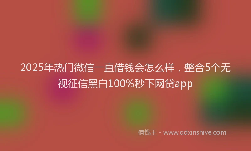 2025年热门微信一直借钱会怎么样，整合5个无视征信黑白100%秒下网贷app