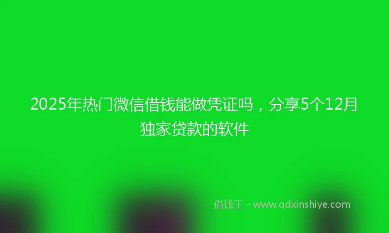 2025年热门微信借钱能做凭证吗，分享5个12月独家贷款的软件