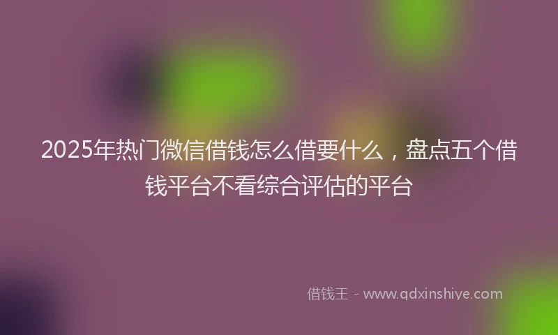 2025年热门微信借钱怎么借要什么，盘点五个借钱平台不看综合评估的平台