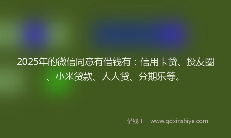 2025年的微信同意有借钱有：信用卡贷、投友圈、小米贷款、人人贷、分期乐等。