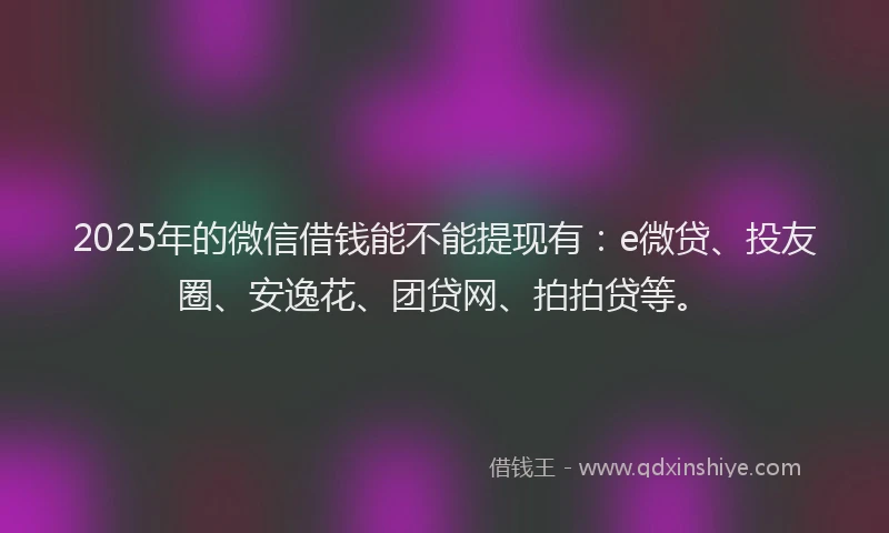 2025年的微信借钱能不能提现有：e微贷、投友圈、安逸花、团贷网、拍拍贷等。