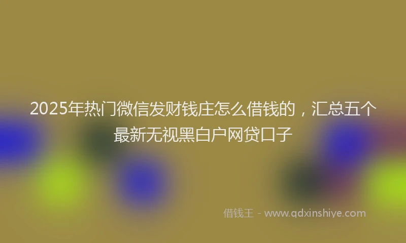 2025年热门微信发财钱庄怎么借钱的，汇总五个最新无视黑白户网贷口子