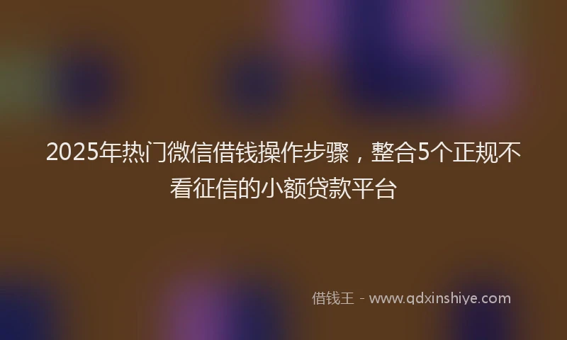 2025年热门微信借钱操作步骤，整合5个正规不看征信的小额贷款平台