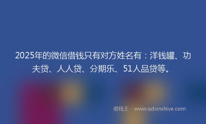 2025年的微信借钱只有对方姓名有：洋钱罐、功夫贷、人人贷、分期乐、51人品贷等。