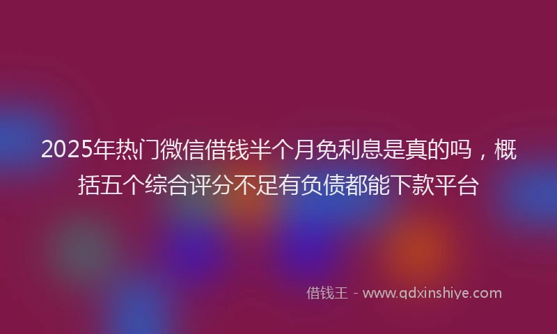 2025年热门微信借钱半个月免利息是真的吗，概括五个综合评分不足有负债都能下款平台