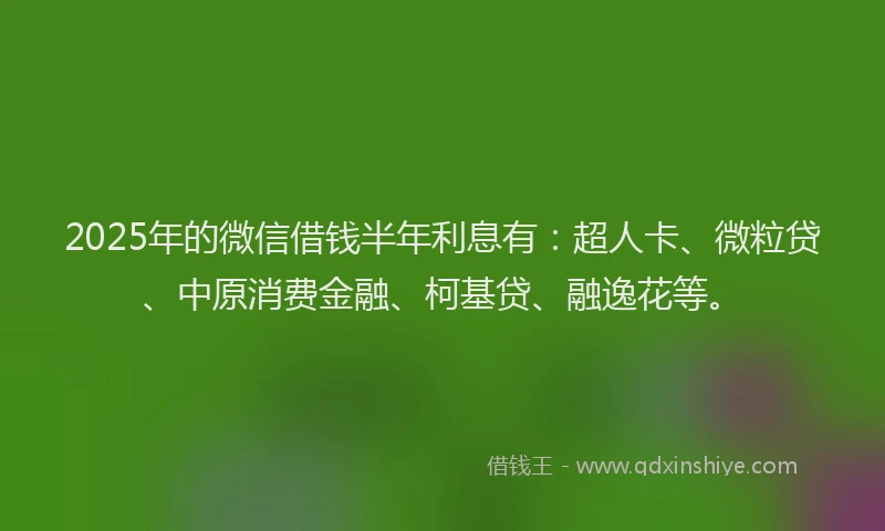 2025年的微信借钱半年利息有：超人卡、微粒贷、中原消费金融、柯基贷、融逸花等。