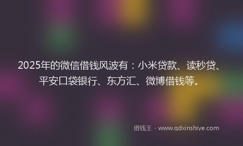 2025年的微信借钱风波有：小米贷款、读秒贷、平安口袋银行、东方汇、微博借钱等。
