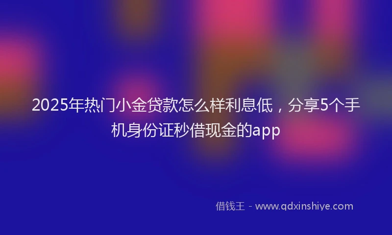 2025年热门小金贷款怎么样利息低，分享5个手机身份证秒借现金的app