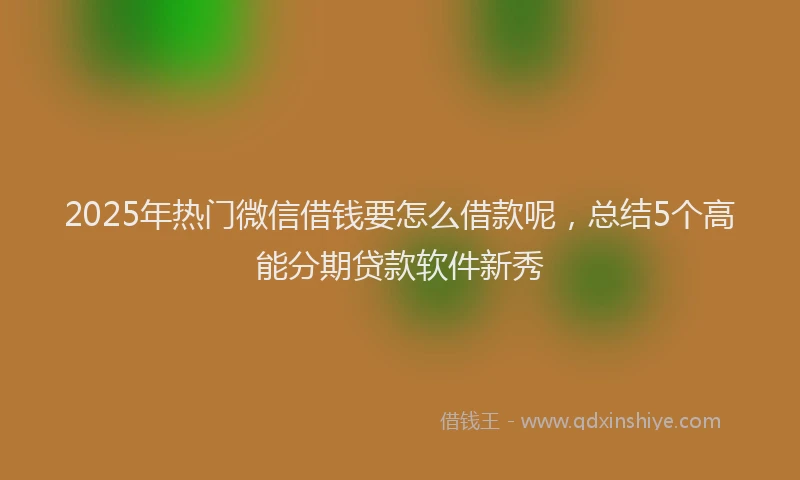 2025年热门微信借钱要怎么借款呢，总结5个高能分期贷款软件新秀