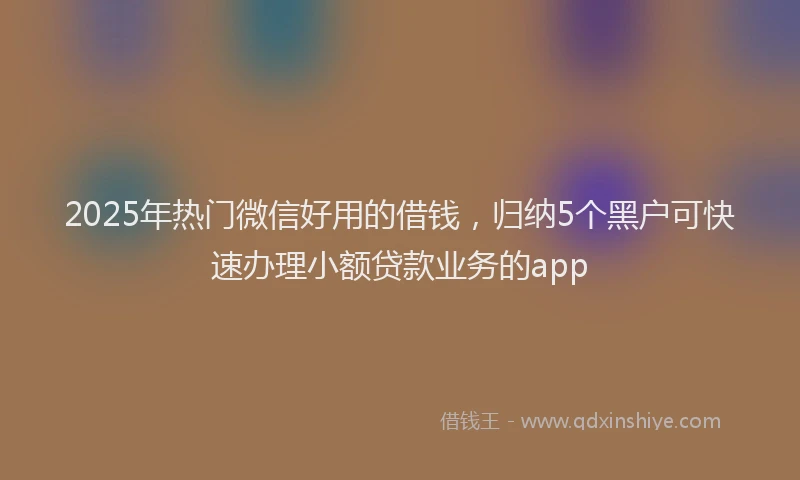 2025年热门微信好用的借钱，归纳5个黑户可快速办理小额贷款业务的app