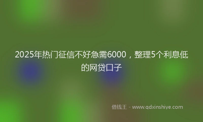 2025年热门征信不好急需6000，整理5个利息低的网贷口子