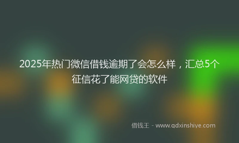 2025年热门微信借钱逾期了会怎么样，汇总5个征信花了能网贷的软件