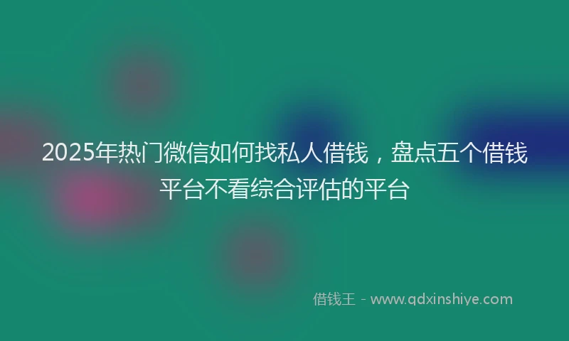 2025年热门微信如何找私人借钱，盘点五个借钱平台不看综合评估的平台