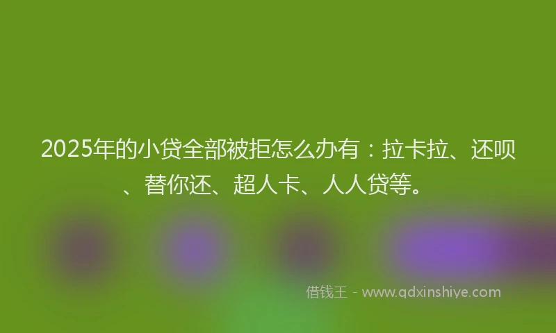 2025年的小贷全部被拒怎么办有：拉卡拉、还呗、替你还、超人卡、人人贷等。