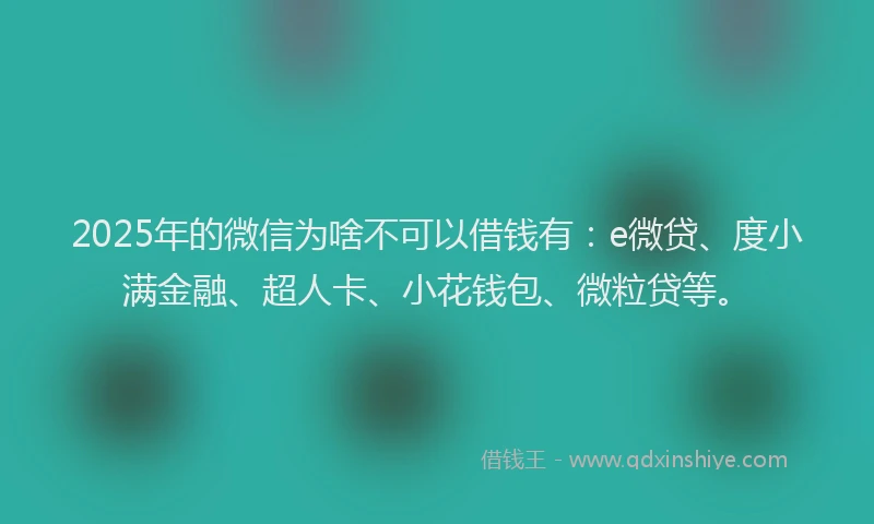 2025年的微信为啥不可以借钱有：e微贷、度小满金融、超人卡、小花钱包、微粒贷等。