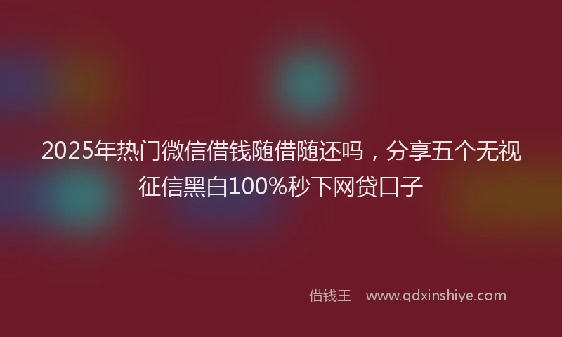 2025年热门微信借钱随借随还吗，分享五个无视征信黑白100%秒下网贷口子