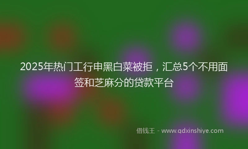 2025年热门工行申黑白菜被拒，汇总5个不用面签和芝麻分的贷款平台