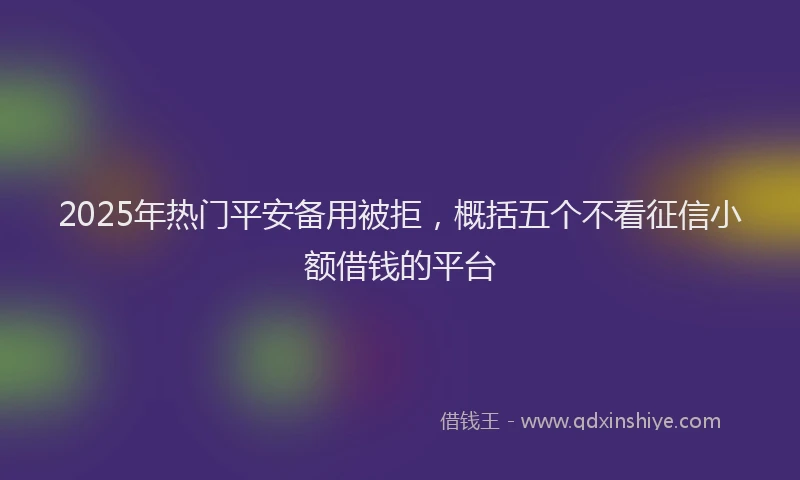 2025年热门平安备用被拒，概括五个不看征信小额借钱的平台