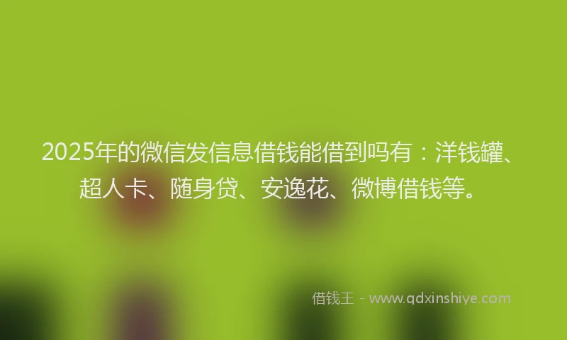 2025年的微信发信息借钱能借到吗有：洋钱罐、超人卡、随身贷、安逸花、微博借钱等。