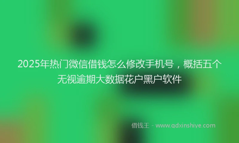 2025年热门微信借钱怎么修改手机号，概括五个无视逾期大数据花户黑户软件
