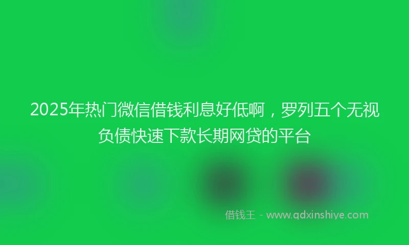 2025年热门微信借钱利息好低啊，罗列五个无视负债快速下款长期网贷的平台