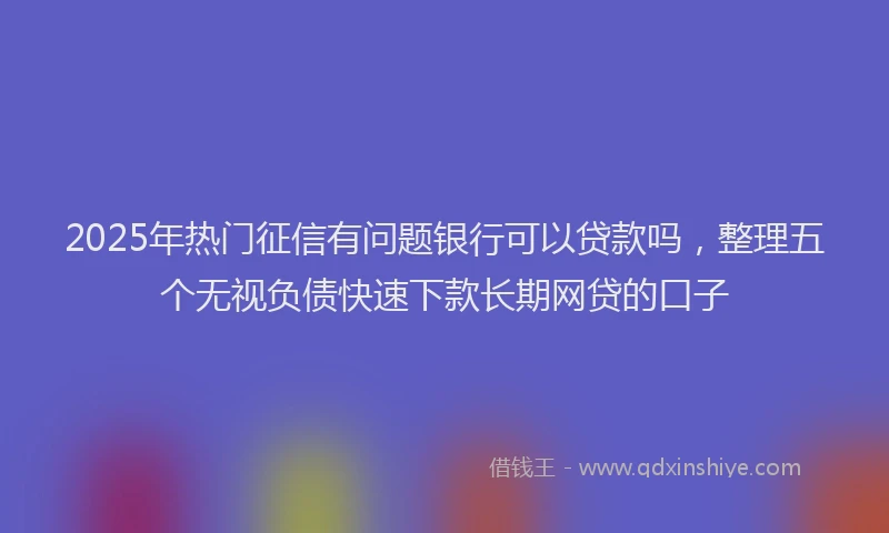 2025年热门征信有问题银行可以贷款吗，整理五个无视负债快速下款长期网贷的口子