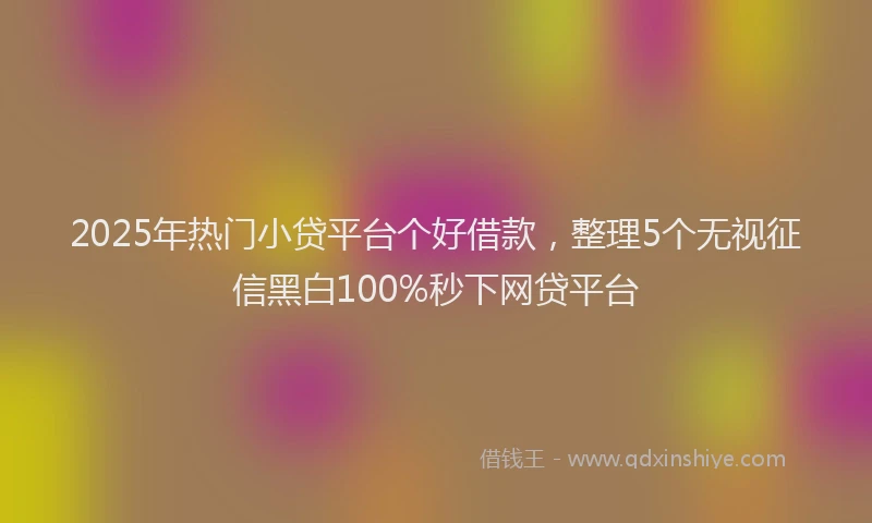 2025年热门小贷平台个好借款，整理5个无视征信黑白100%秒下网贷平台