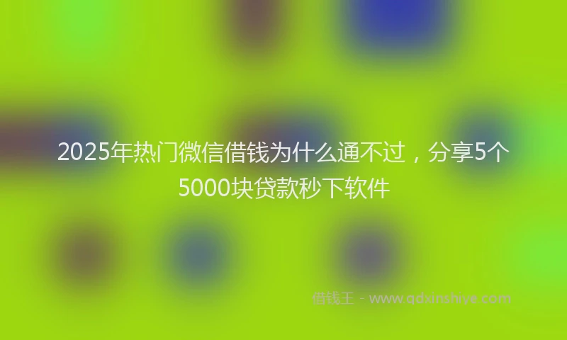 2025年热门微信借钱为什么通不过，分享5个5000块贷款秒下软件