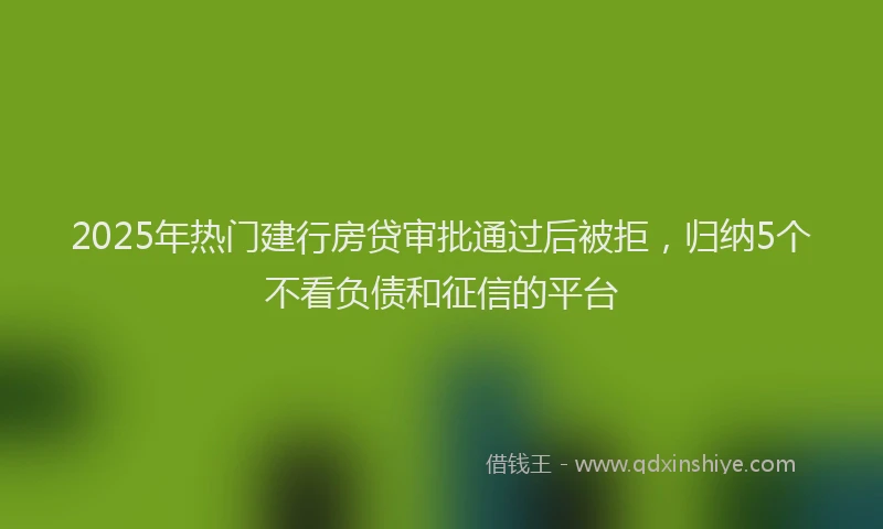 2025年热门建行房贷审批通过后被拒，归纳5个不看负债和征信的平台